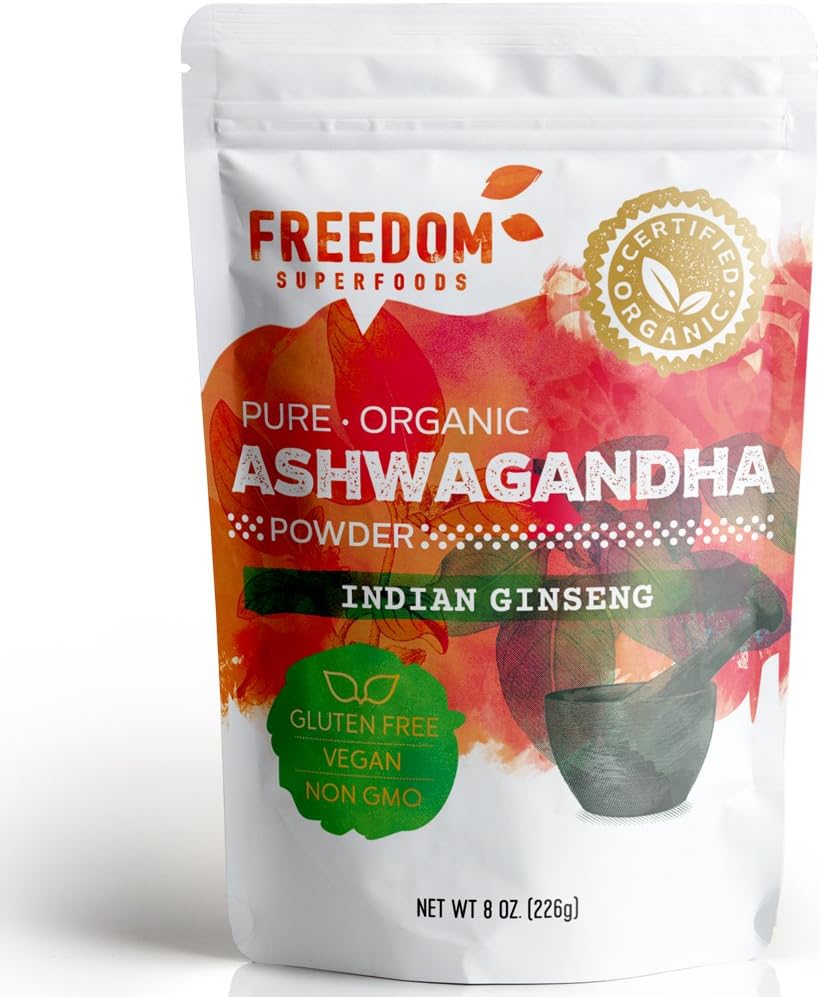 Luomu Ashwagandha juurijauhe uute Intiasta - Potent Adaptogen & Premium Feel Hyvä Veda vitamiini täydentää hiusten kasvua ja korkeutta - Vegaani ja gluteeniton - 8oz