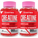 Kreatiini Monohydraatti Gummies miesten ja naisten - Creatiini Pre-workout Gummies Tauriini & B6-vitamiini B12 Maximum Strength, Lihas, energia, Endurance & Focus, Organic, Vegan - 120 Count