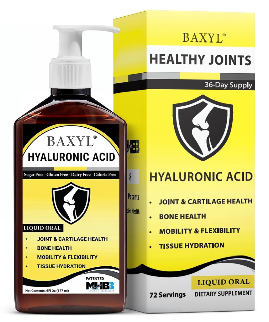BAXYL® - Liquid Hyaluronic Acid for Joint Relief Supplement (Vegaani, gluteeniton, ei-GMO, Patentoitu suun kautta MHB3)