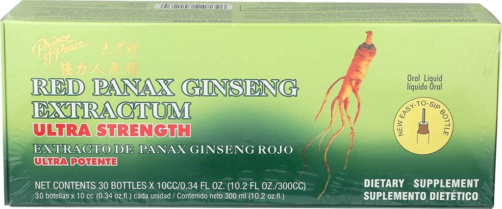 Prince of Peace Red Panax Ginseng Extractum Ultra Strength, 2 pakkaus - 60 pulloa, 0,34 fl. oz. Jokainen aivojen Boosting.