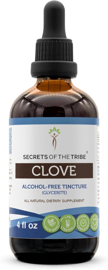 Tribe Clove Tincture Alcohol-Free Liquid Extract, Clove (Syzygium Arocolum) Kuivattu kukka Buds (4 FL OZ)