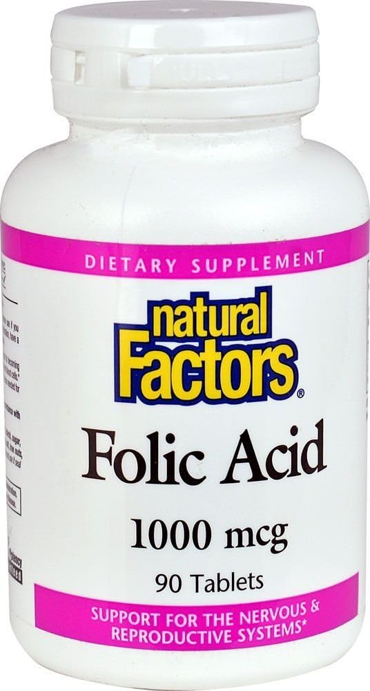 Naturliga faktorer Folic Acid 1 MG, 90 CT