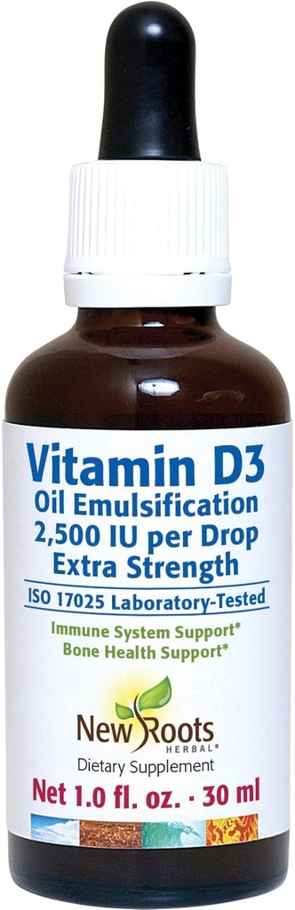 Uusia juuria D-vitamiini 2500 IU tippa aikuisille (30 ML), nopea imeytyminen, tehokas immuunijärjestelmän tukilisä