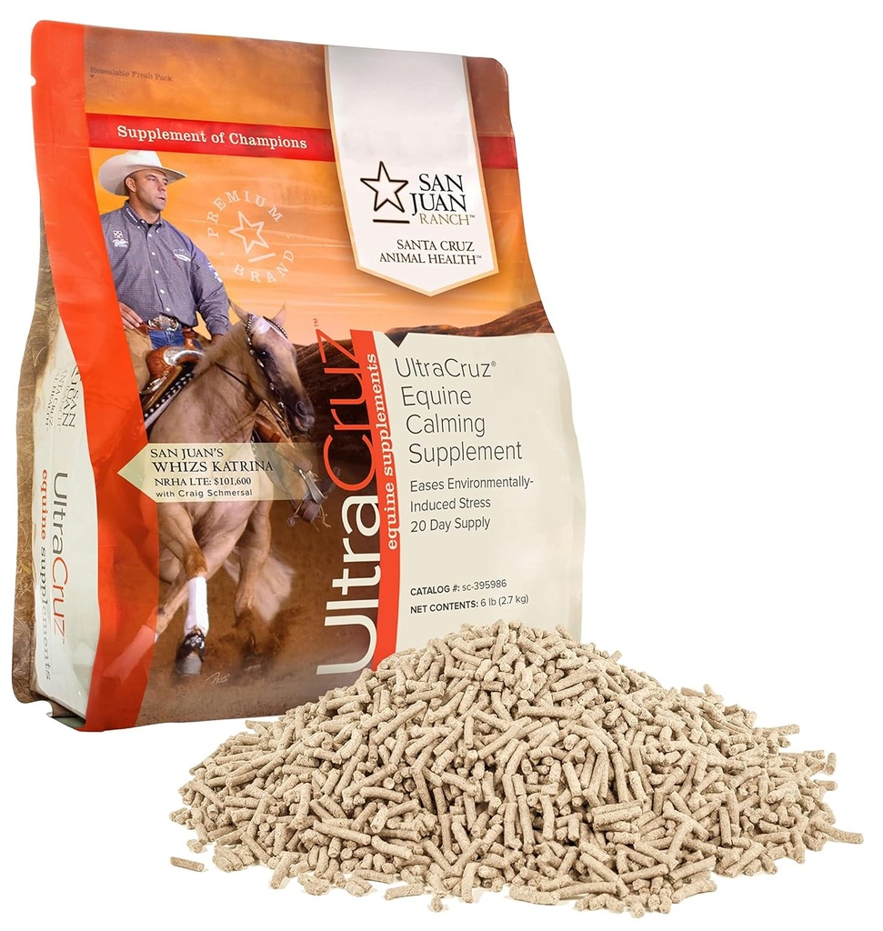 UltraCruz - sc-395986 Equine Calming Supplement för hästar, 6 lb, Pellet (20 Dag Supply)