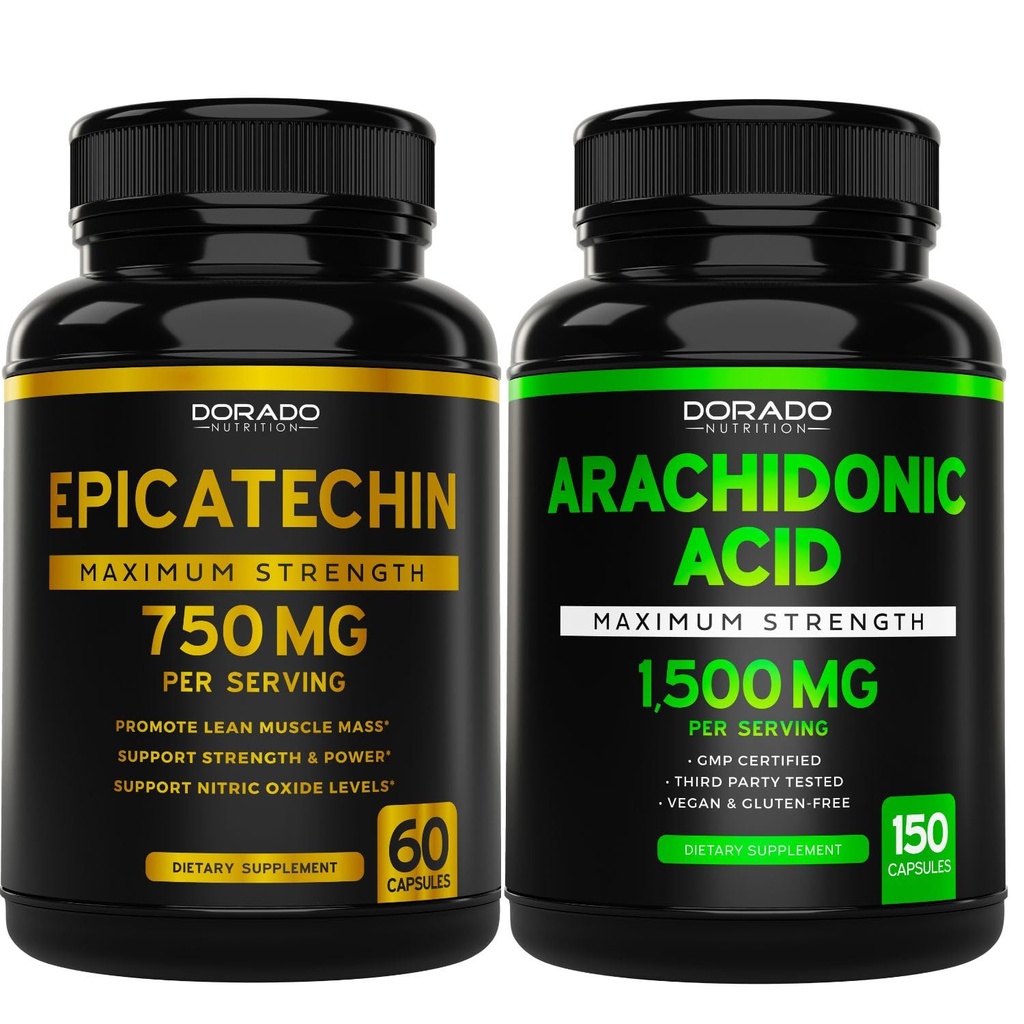 DORADO NUTRITION Epicatechin Extract 750mg Per Servering - (120 kapslar) och Arachidonic Acid Supplement 1500mg (150 kapslar)