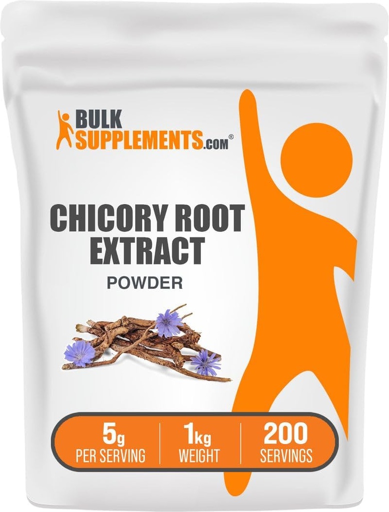 BulkSupplements.com Chicory Root Extract Powder - Chicory Root Powder, Fiber Supplement - Vegan & Gluteeniton, 5g per Serving, 1kg (2,2 lbs) (pakkaus 1)