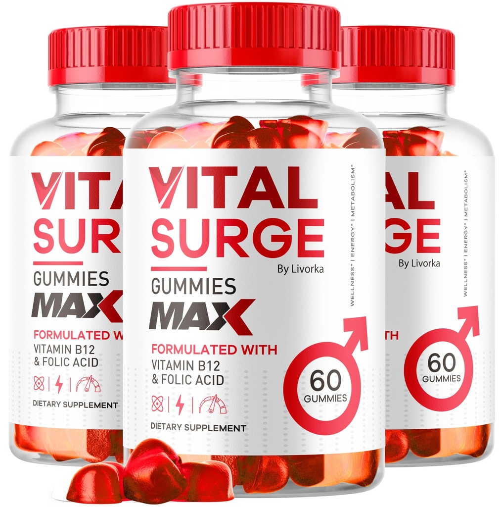 Vital Surge - Vital Surge for Men Gummies, Vital Vita Surge Max Max Max Vahvuus 1050 MG, VitalSurge Supplement Support Gummy Advanced Formula, Premium Vitamiini Gomitas (180 Gummies)