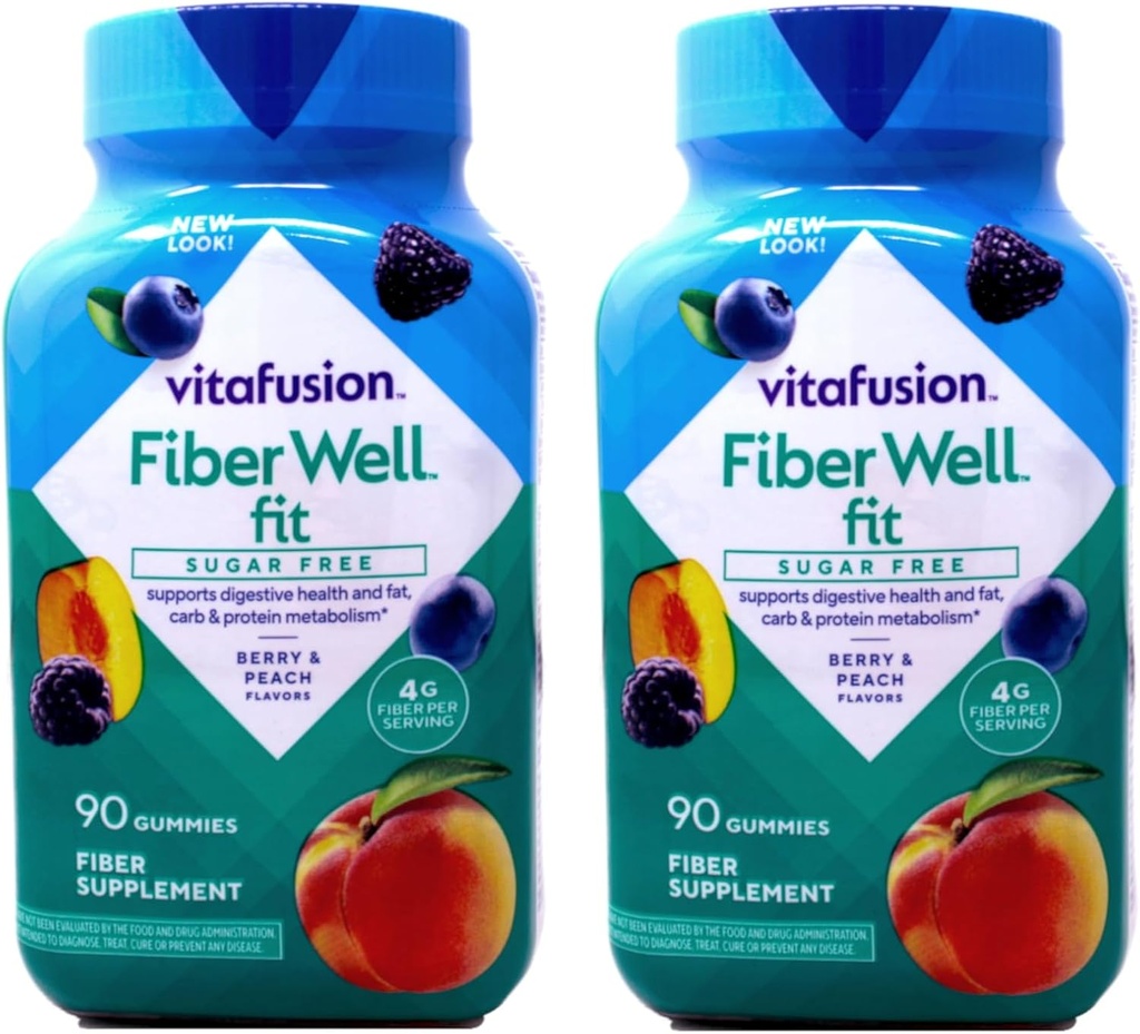 Vitafusion Fiber Well Fit Sugar Free Gummies - 90 ct, 2 kpl pakkaus