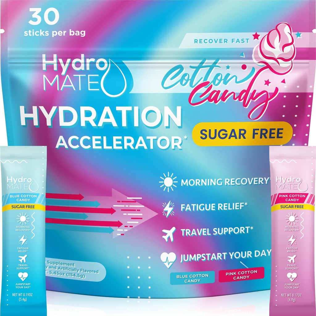 HydroMATE Elektrolyyttejä Powder Ei sokeria Hattaraa - 30 Count Instant Hydration Packets C-vitamiinia lisätä energiaa - Sokerittomia Electrolyyttejä tukemaan nesteytys Keto ruokavalio & Party Recovery