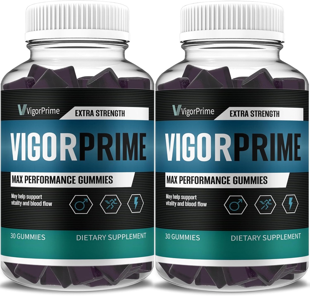 (2 Pack) Vigor Prime Performance Gummies Prime Vigor XL Gummy Supplement, Vigor Prime XL Maksimi vahvuus Advanced Shilajit Sea Moss Sarviapila Gummies Kokonaisenergian elinvoima tuki (2 kuukauden tarjonta)