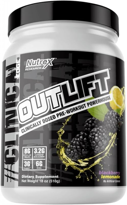 Nutrex Research Outlift Pre Treenout Powder, Blackberry Lemonade 18oz, 20 Tarjoilu
