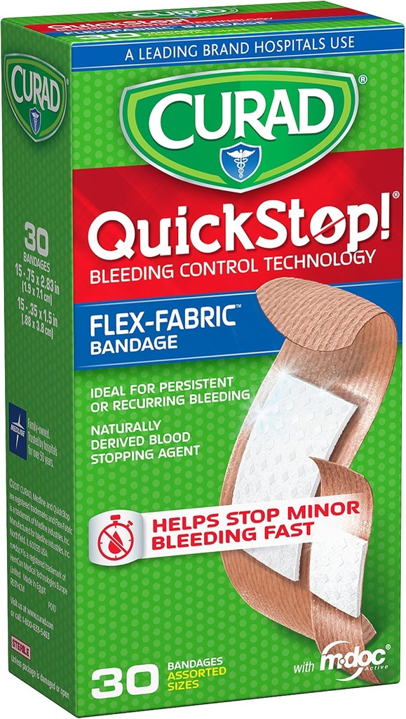 CURAD QuickStop Verenvuodon hallinta Joustavia kankaita, valikoituja kokoja, 30