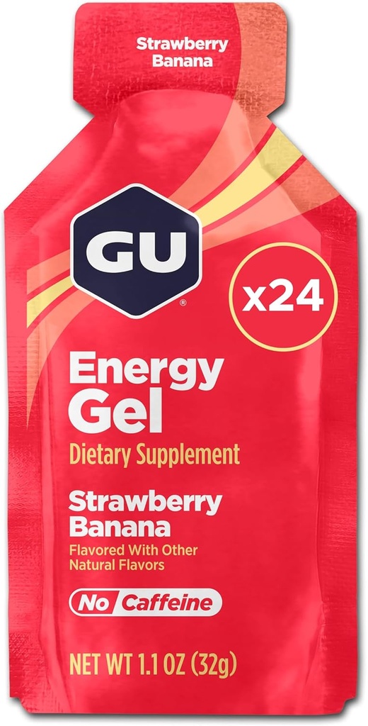 GU Energy Original Sports Nutrition Energy Gel, Mansikkabanaani, 24 Count Box