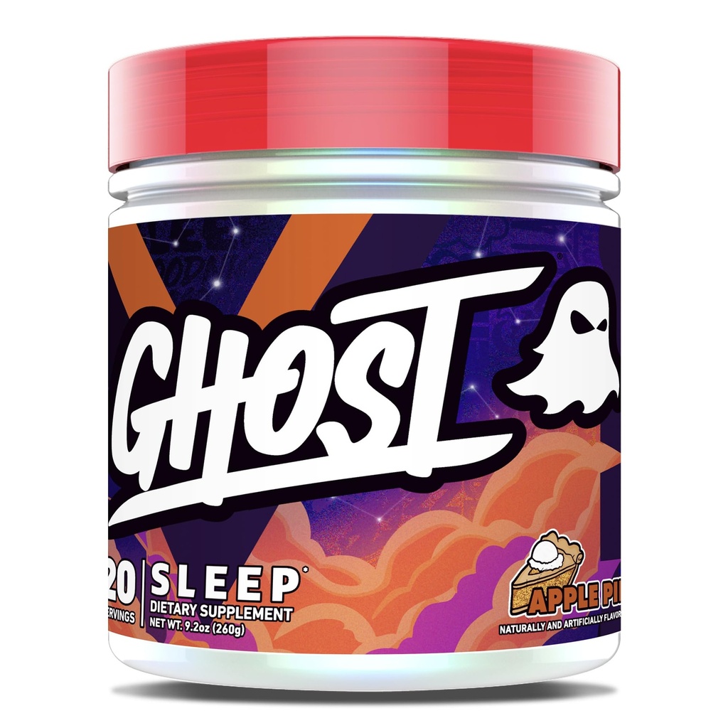 GHOST Sleep Dietary Supplement, Apple Pie - Recovery & Levätä Premium Ingredients mukaan lukien Melatoniini, Colostrum & Ashwagandha - Tukee unen laatua - Gluteeniton ja sokeriton
