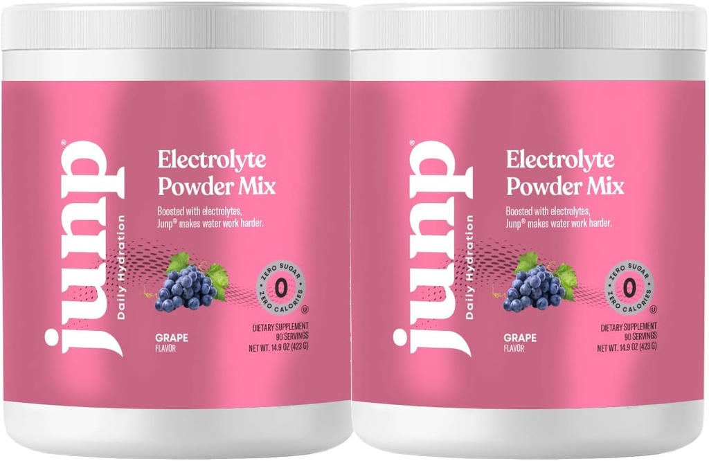 JUNP Electrolytes Powder No Sugar No Carbs - Vine Ripened Grape Infused Drink Mix - Potassium & Salt Electrolyte Hydration Powder Zero Calorie Sugar Free Electrolyte Powder,180 Servings