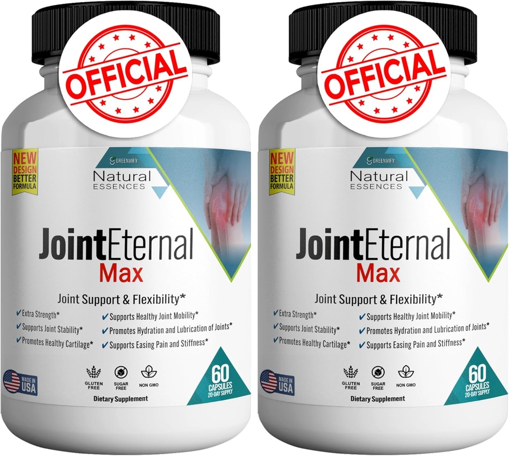 Joint Ikuinen Max Natural Essences Natural Joint Support Supplement, 60 kapselia 20 päivää toimitus, gluteeniton, sokeriton, ei-GMO, valmistettu Yhdysvalloissa (2)