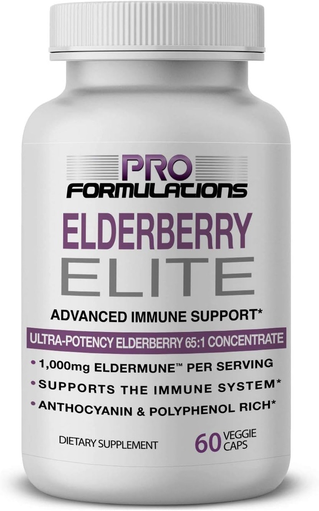 Pro Forformations ... Elderberry Elite ... Vahvin saatavilla oleva vanderberryuute 65:1 ... Advanced Immune Support Capsules - 60 ct.