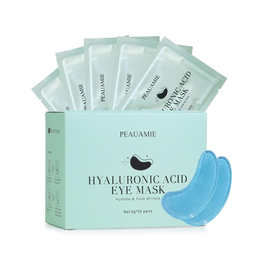Hyaluronic Acid Eye Mask pimeät ympyrät ja Puffiness ryppy silmäpussit 30 paria
