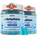 L-MetyyliFolaatti 15 mg & Metyyli B12 Gummies, Methylated B1, B2, B6 Multivitamiinit - Aktiivinen 5-MTHF & High Absorptio - tukee MTHFR Gene, kognitio, homokysteiinitasot, Folaatti Metabolia, Vegan, 120 Cts