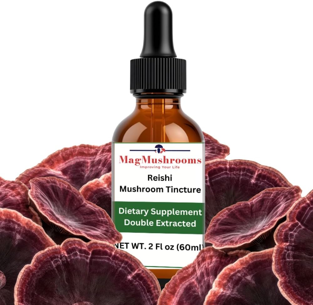 Reishi Tincture, Daily Supplement, Double Extracted High Potency, 2 Fl oz, 60 annosta