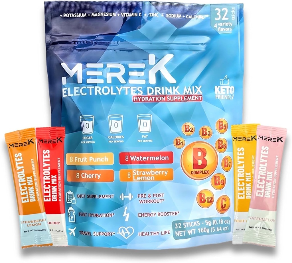 PelkkäK Elektrolyte Hydration Powder Lisäravinteet 32 Sachets Easy Open Single-Serving Täydellinen harjoittelu Essential for Daily Hydration Needs Ei sokeria, Ei kaloreita, Keto Friendly