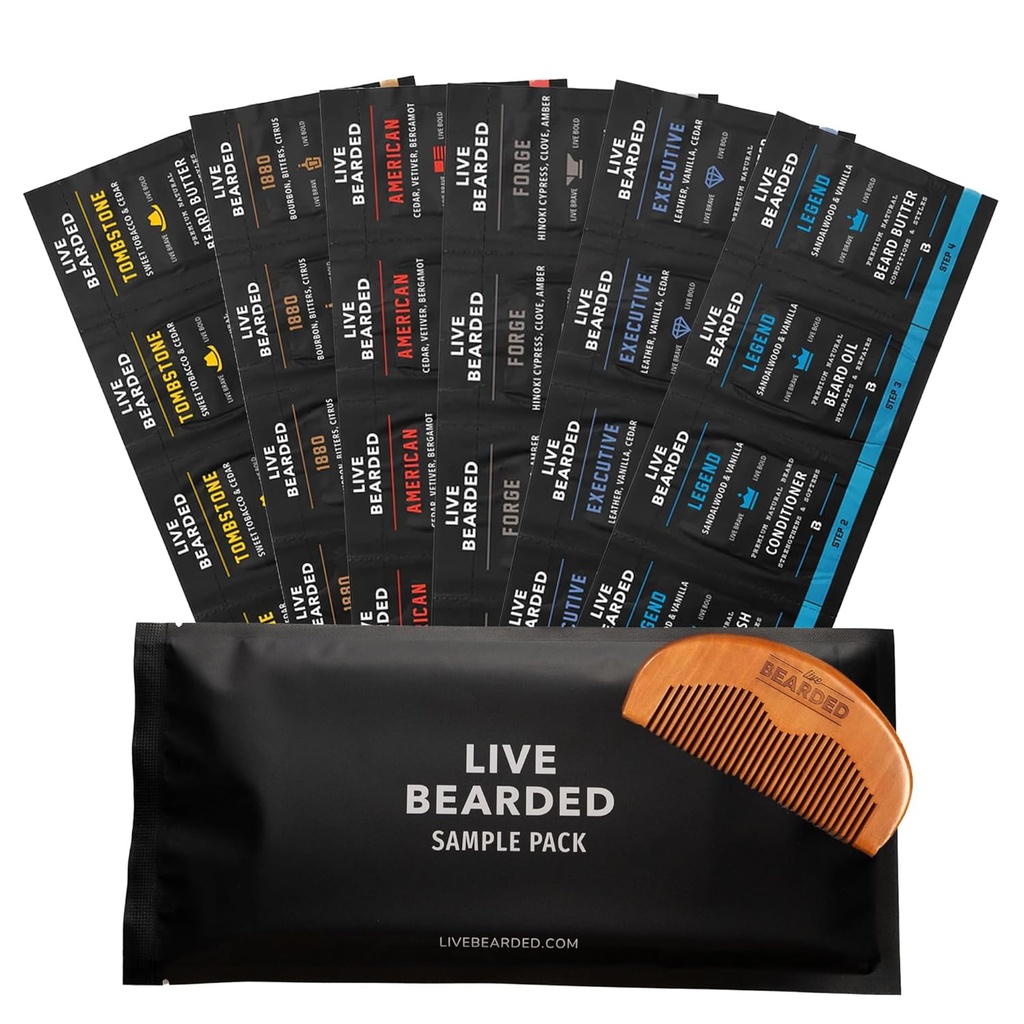 Live Partaöljy ja voinsulatuspakkaus Näytepakkaus Comb, Bonus Lahja - Kaikki luonnolliset ainesosat Shea, Argan, Jojoba - Kasvutuki - Valmistettu Yhdysvalloissa