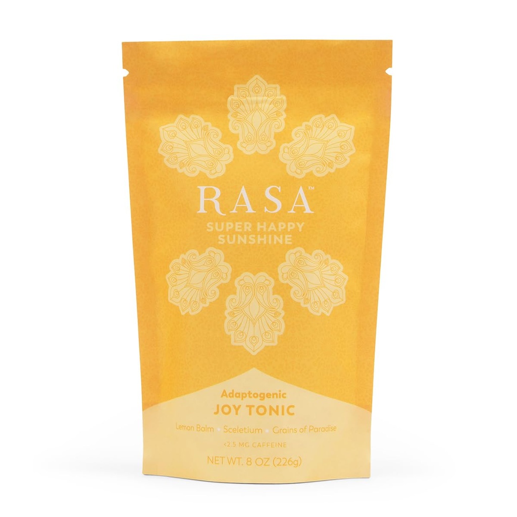 Rasa Super Happy Sunshine - Adaptogen Mushroom Mood Booster | Lemon Tea Joy Tonic med Sceletium | Vegan, Keto, Ayurveda Wellness Tonic (8 oz / 30 Servings)