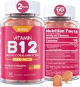 NEVISS-vitamiini B12 10000 mikrog (Metyyli B12) D3-vitamiini, B9-vitamiini Folaatti, C-vitamiini, energia Boost & Metabolia, Hermosto, vahva luu, immuunituki, alhainen sokeri, 120