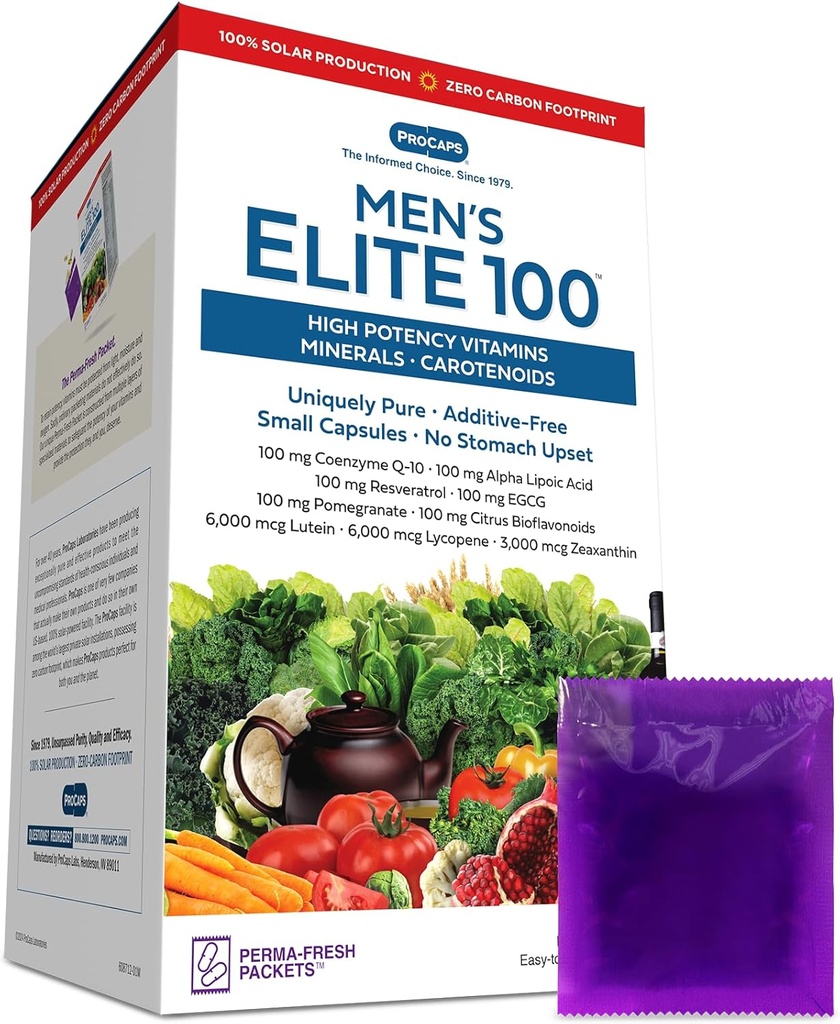 ANDREW LESSMAN Multivitamin-Men's Elite-100 30 Packets - Potent Nutrients Plus 100mg Var och en av Coenzyme Q10, Alpha Lipoic Acid, Resveratrol, EGCG, Pomegranate, Citrus Bioflavonoids. Inga tillsatser
