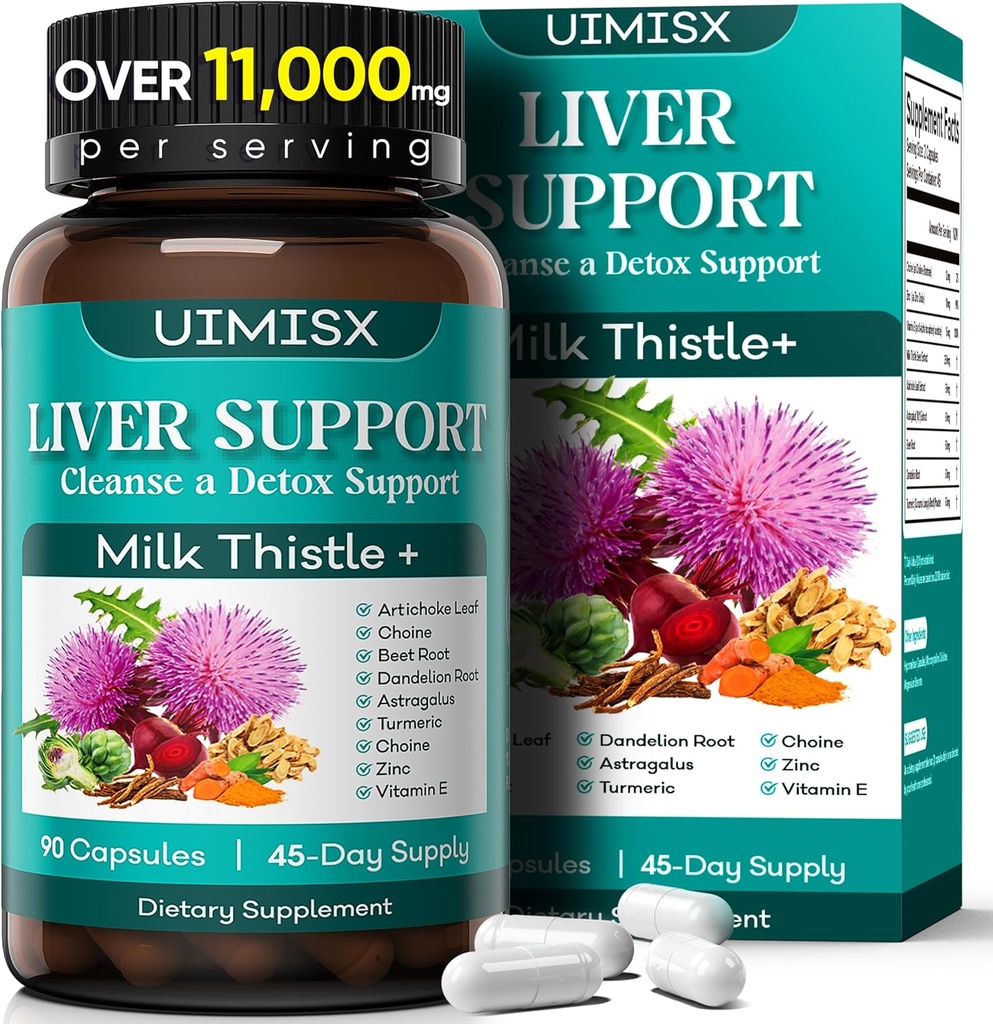 Milk Thistle Supplement - Maksa Detox Cleanse Formula Herbal Liver Tuki Maito Thistle, Voikukan juuri, Artisokka, Turmeric, Astragalus maksan terveys, 90 kapselia