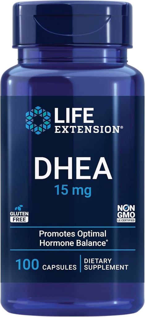 Life Extension DHEA 15 mg Hormonitasapaino täydentää, muisti, lihasmassan ja luun tiheys tuki, terve Sex Drive, Gluteeniton, ei-GMO, 100 kapselia