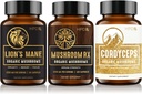 HPD Rx Organic Mushrooms Bundle Rx, Lions Mane & Cordyceps