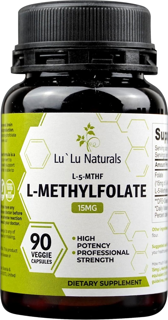 Lu'Lu Naturals L-Methylfolate 15mg Optimerad och aktiverad folsyra. 90 Veggie Caps Methyl Folate, L-5-mthf
