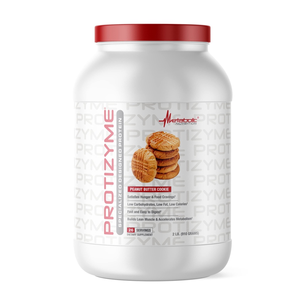 Metabolic Nutrition, Protizyme, 100% Whey Protein Powder, High Protein, Low Carb, Low Fat med Digestive Enzymes, 24 Essential Vitaminer och mineraler, Peanut Butter Cookie, 2 Pound