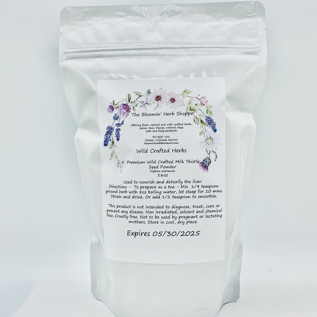 Liphontcta Wildcrafted Milk Thistle Seed Powder 16oz Pound Raw Silybum Marianum Bloomin Herb Shoppe Pure Aromatic Potent Liver Bulk