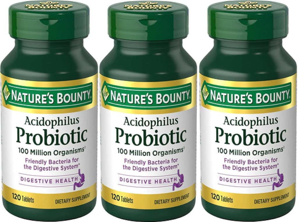 Luonnon Bounty Acidophilus Probiootti , 120 Luku (Pack of 3)
