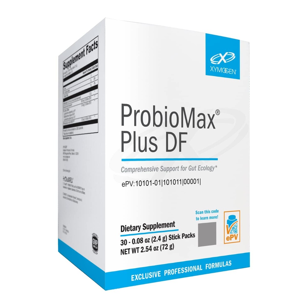 XYMOGEN ProbioMax Plus 40B - Probioottijauheen täydennysosa - Dairy Free Probiootit for Dgestive Health - Saccharomyces boulardii, Lactobacillus acidophilus - Ent. ProbioMax Plus DF (30 Stick Packs)