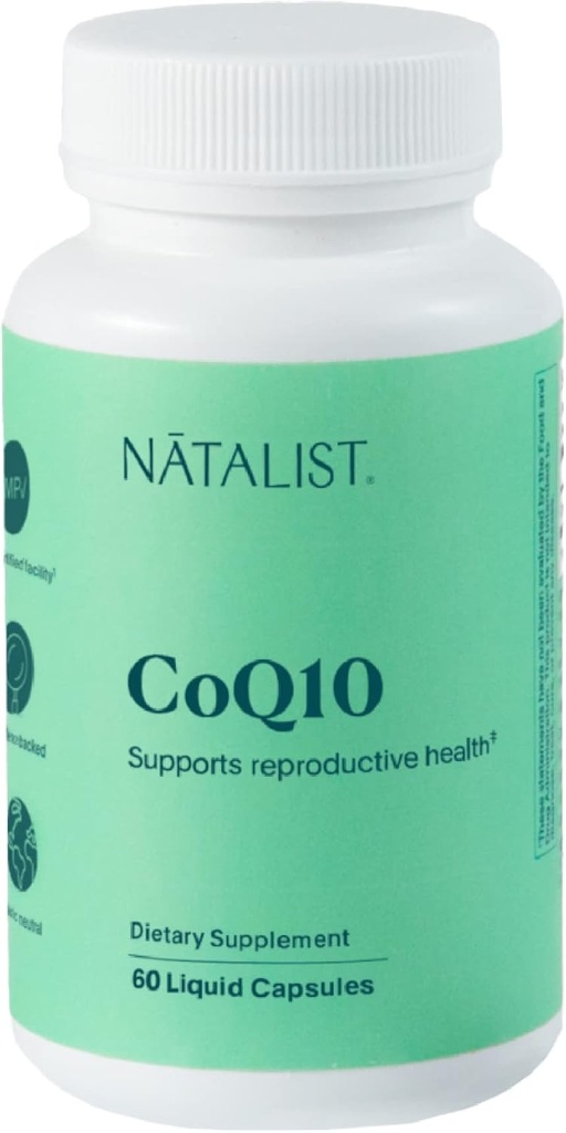 NATALIST CoQ10 Ubikinoni 120 mg Päivittäinen hedelmällisyysvitamiini Tehokas antioksidantti puolustus- ja solumainen energia tuki täydentää - korkea imeytyminen naisten ja miesten Vegaani, ei-GMO - 60 nestemäistä kapselia