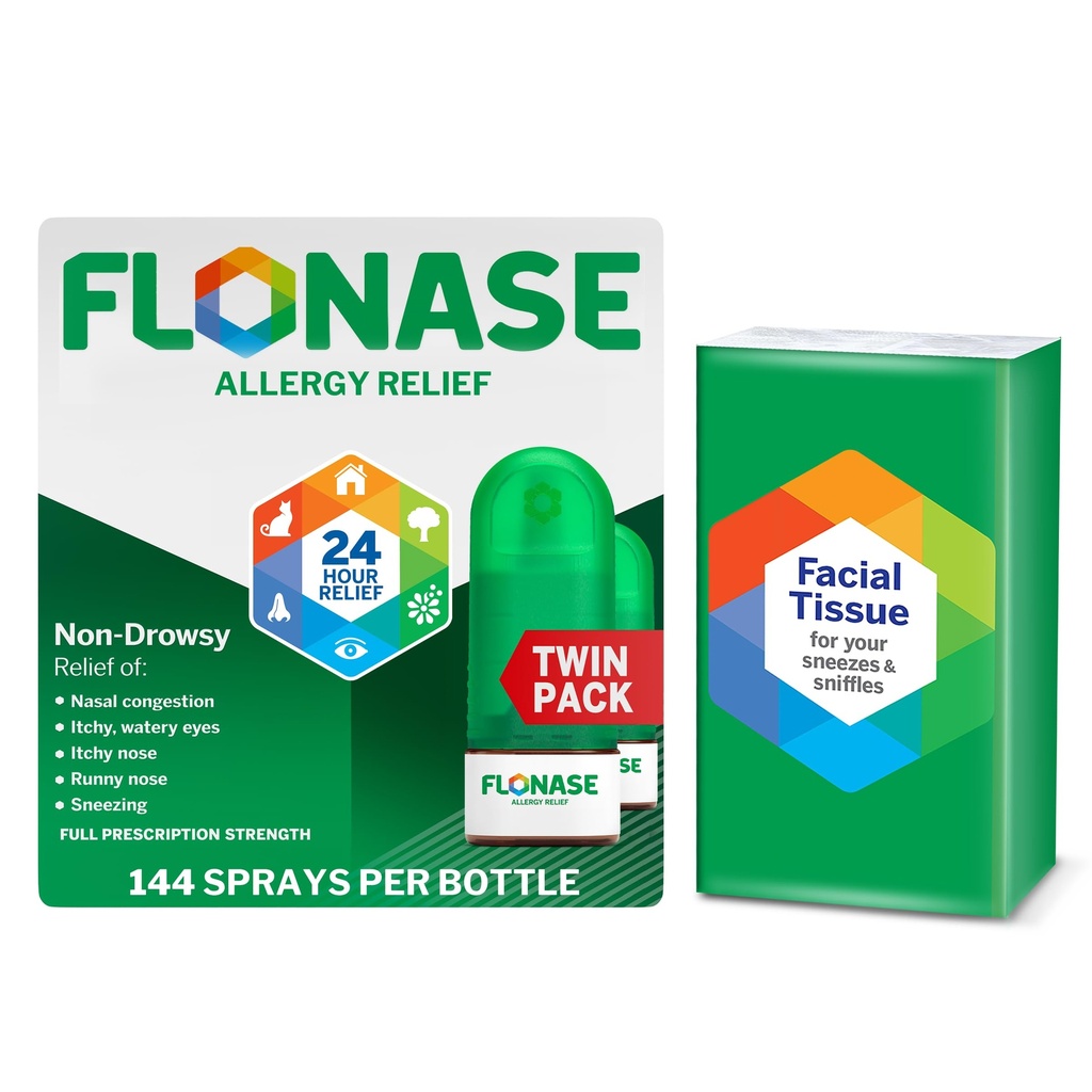 Flonaasi Allergia Relief Nenän sumutus, 24-tunnin ei-luottamuksellinen Multi-Symptom Relief 
