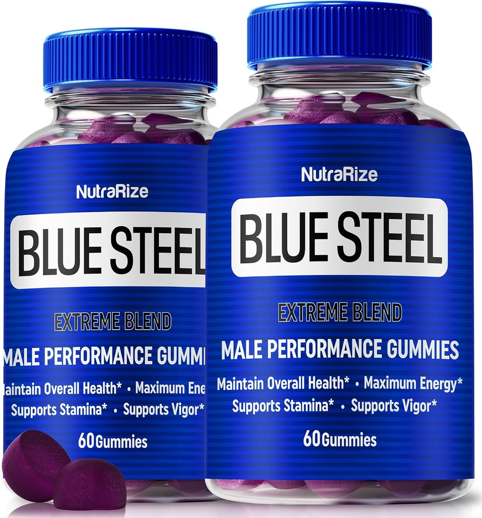 (2 Pack) Blue Steel Gummies miehille, Daily Nutrition to Boost Luottamusta ja yleistä terveyttä, Kaikki Natural Supplement Support Peak Performance, Official Mies Gummy, BlueSteel Arvostelut (120 Gummies)