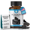 Aktivoitu Charcoal Capsules 1200 MG, 60 Veg Caps, 30 päivän Premium Detox & Dgestive Support, Gas & Bloating Relief, Organic Coconut Shell Charcoal, Gut Health, USA Made.