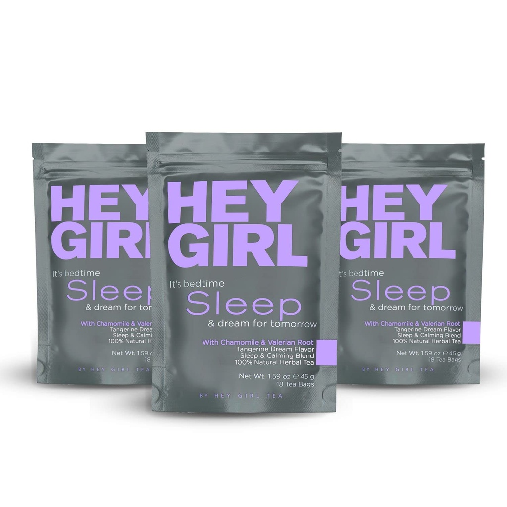 Hei Girl Sleep Tea - Luonnollinen kasviperäisten Bedtime Tea Laukut kamomilla, intohimo kukka, Valerian juuri, sitruuna Balm - rauhoittava, rentouttava Aikuinen Unelias yöaika tee - Rentoutuminen Lahjat naisille 3 packs