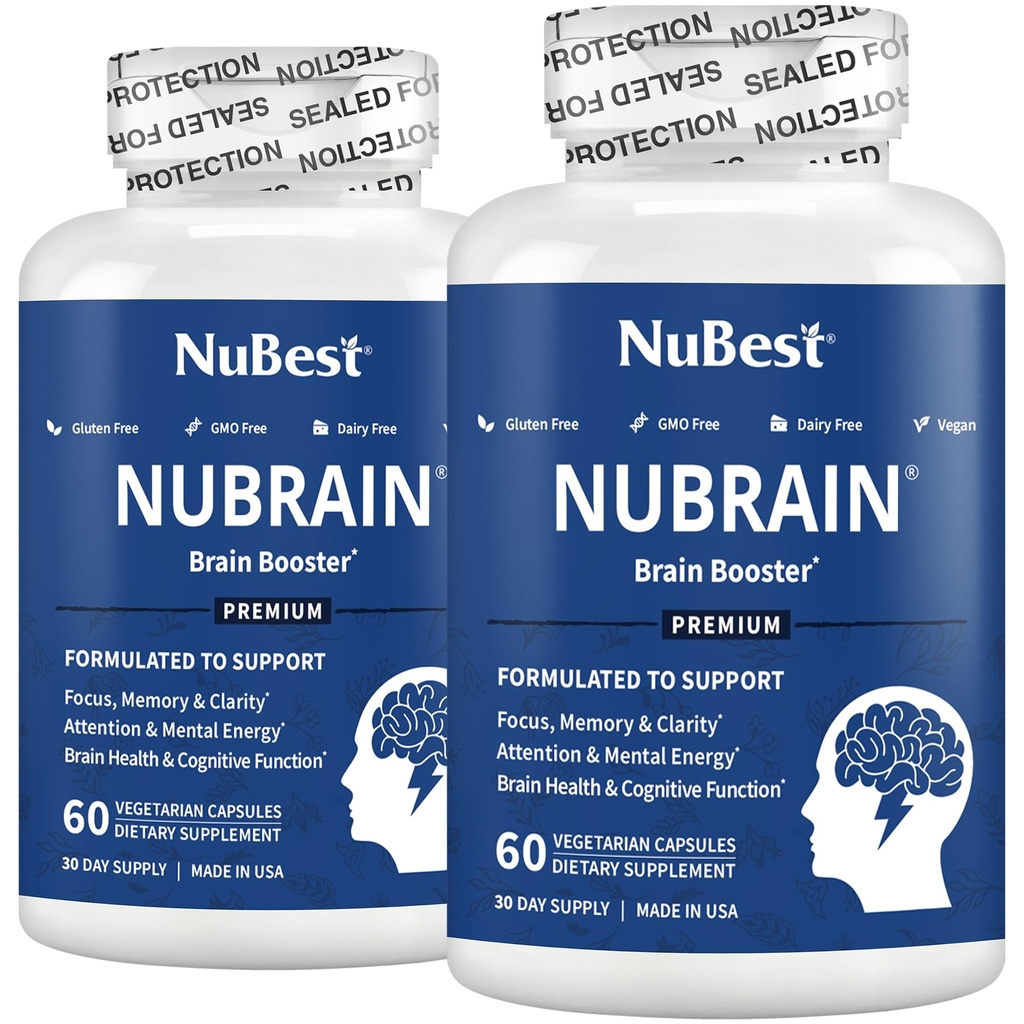 NuBrain Booster - Brain Supplement for Brain Booster, Memory, Focus & Clarity Support with St.