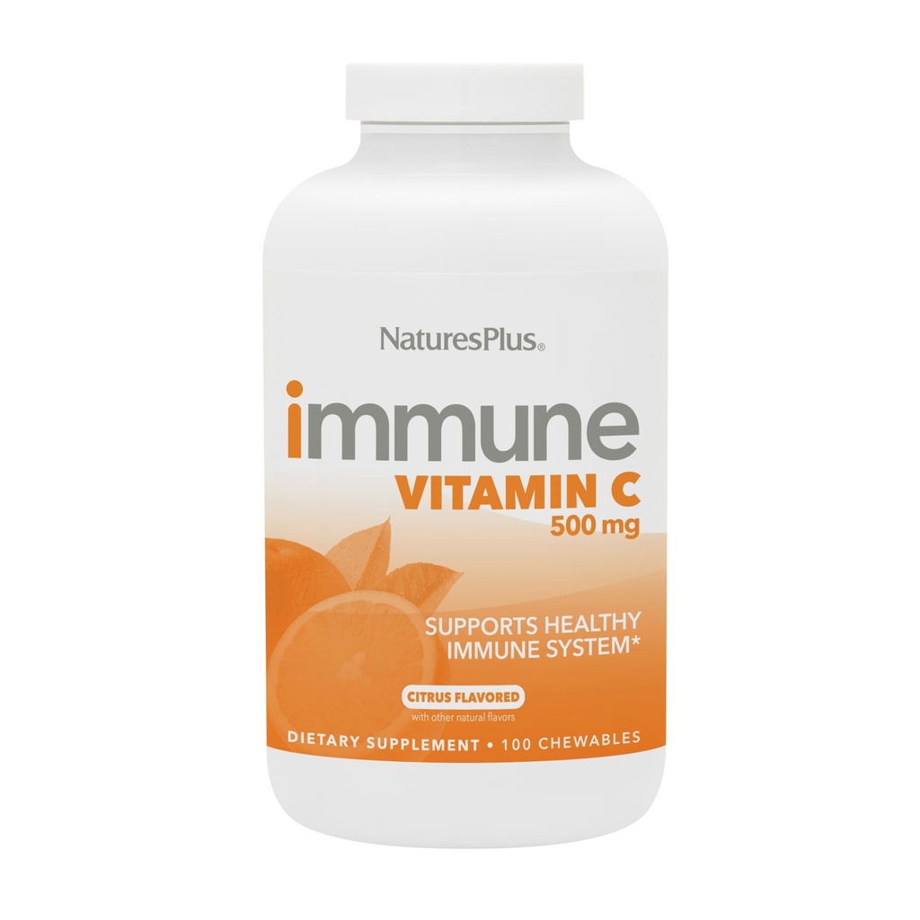 NaturesPlus Immuuni C-vitamiinia, Citrus - 100 Pureskeltavia - Kaikki luonnolliset immuunijärjestelmän tuki - Korkea-Potency Formula Bioflavonoids & Superfoods - Non-Acidic & Gentle on the Smaach - 100 Tarjoilut