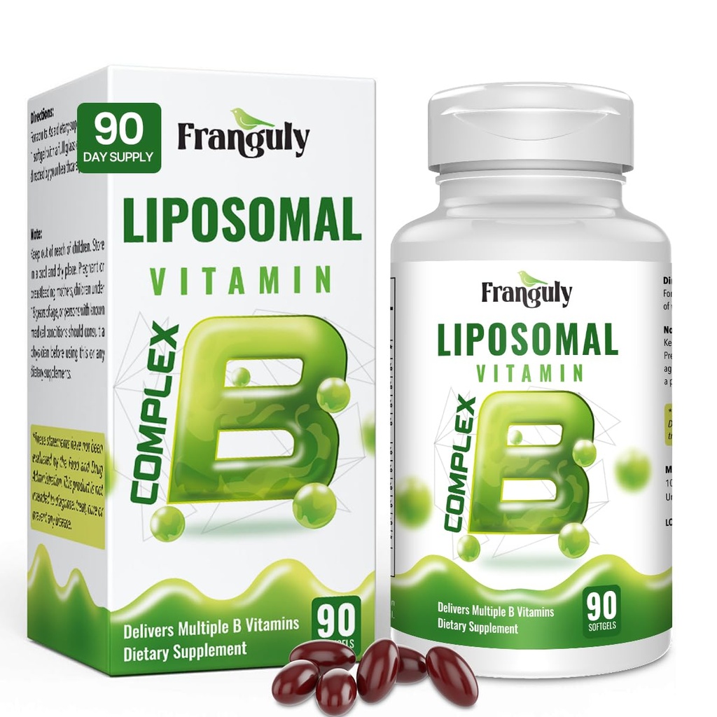 Liposomal B Complex suunniteltu suuren imeytymisen B-vitamiinit koliini-inositoli B1, B2, B3, B5, B6, Biotiini, Folaatti, Methylated B12-Immune, energia, aivojen sydämen tuki 90 Softgels