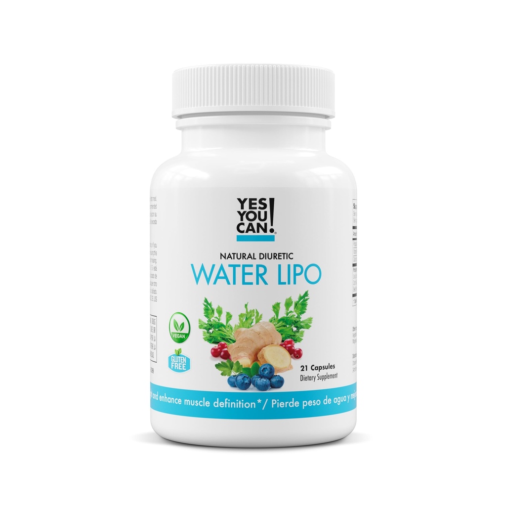 Kyllä voit! Luonnollinen vesi Lipo pillereitä - Diuretic Cleanse Electrolytes & Vitamiinit - Auttaa veden säilytys - Gluteeniton, 21 kapselia per pullo