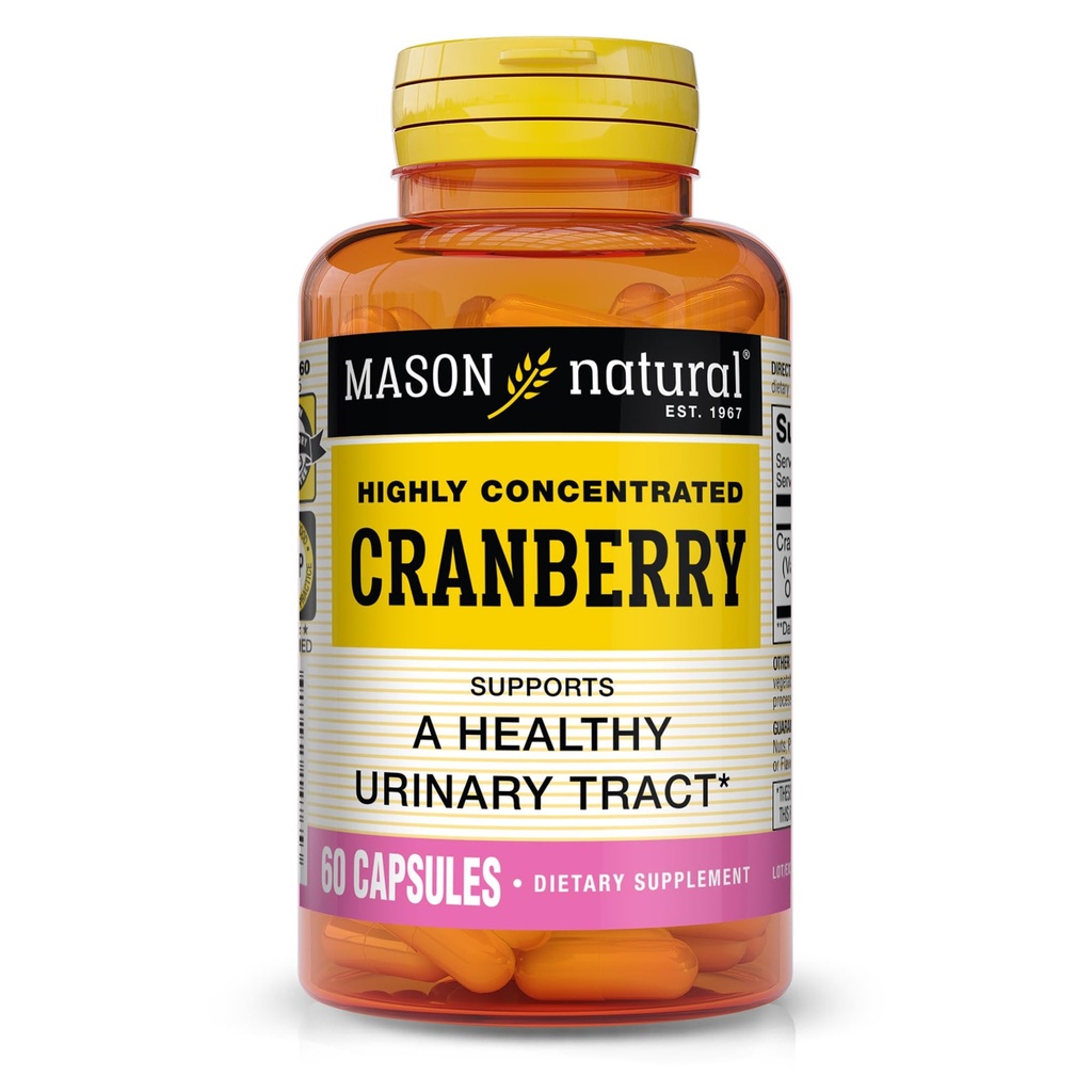 MASON NATURAL Cranberry högt koncentrerad 900 mg, 1 månads leverans, antioxidant och immun hälsa, stöder hälsosamt t, 1 Pack