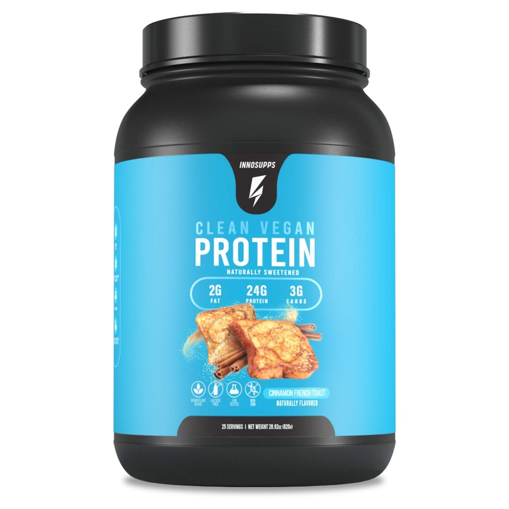 InnoSupps Clean Vegan Protein - Kasvien Based, Vegan, Natural, Ei Keinotekoisia Makeuttajia, Ei Gluteenia, Ei Maitotuotteet. Laktoositon, vähärasvainen, vähärasvainen, ei lisättyä sokeria, soijaton, ei GMO:ita (Cinnamon French Toast)