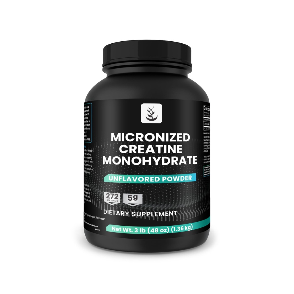 PURE ORIGINAL INGREDIENTS Micronized Kreatinmonohydrat, 270 portioner, inga fillers, osmakade