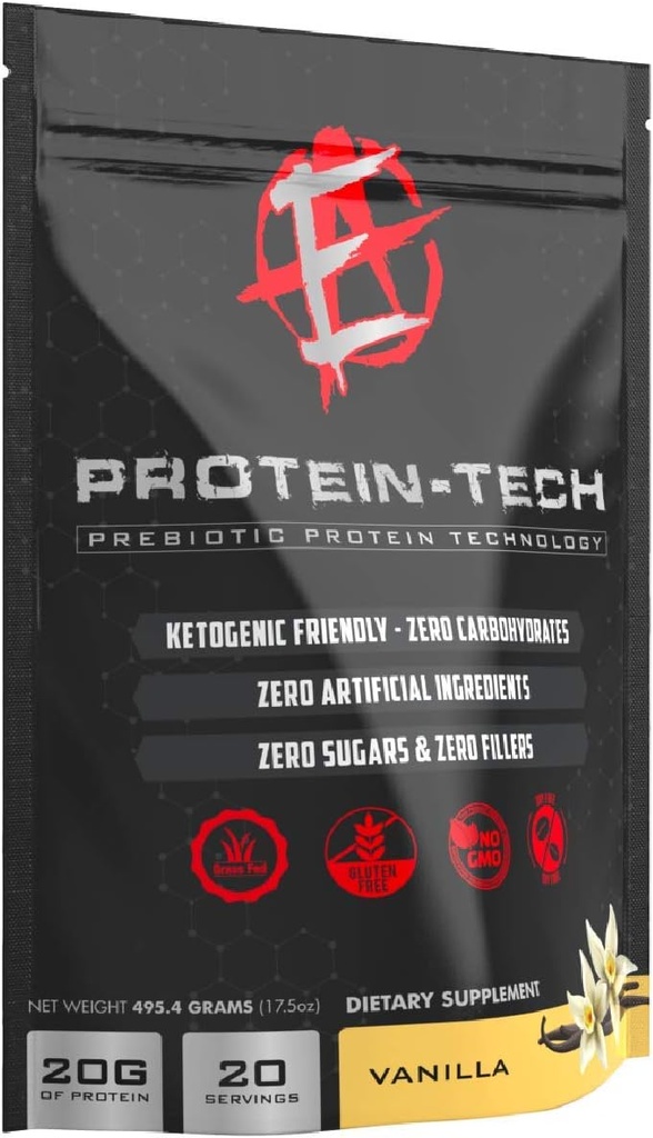 Tehostetut laboratoriot - Protein Tech - Smart Collagen Protein Powder for Men & Women - Keto Friendly, Fat, Dairy, Carb & Sugar Free Protein Supplement (20 Servings) (Vanilla)